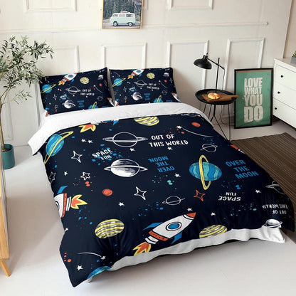 Kinder Bettwäsche Planet Rakete 155x220 cm