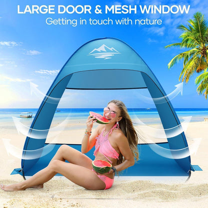 Strandmuschel Pop Up Zelt UV50+ Schutz für 3-4 Personen