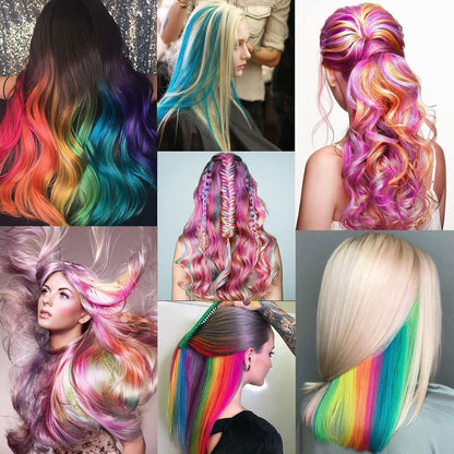 22 Zoll Regenbogen Haarverlängerung Clip In - Bunt & Gerade