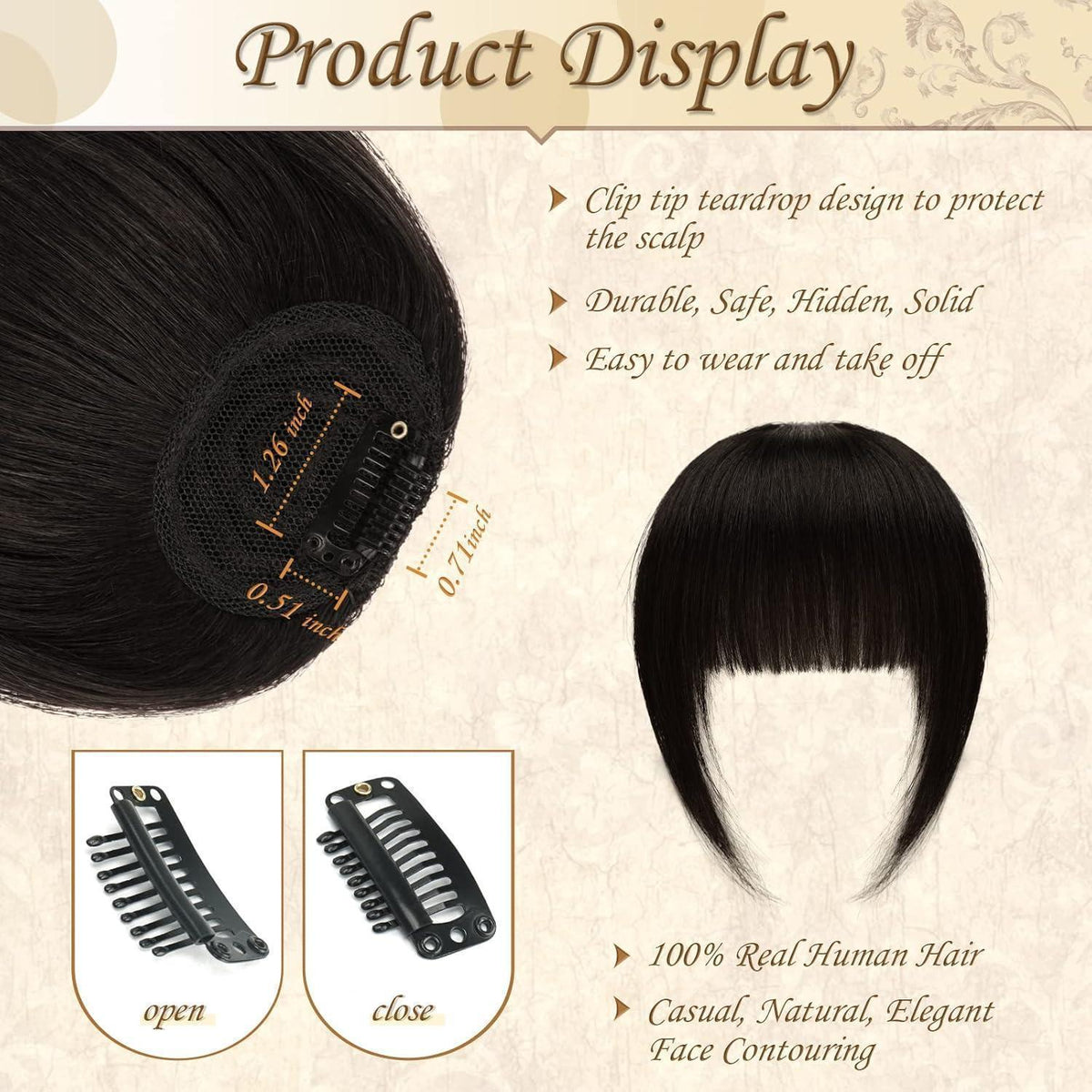 Remy Echthaar Pony Clip-In – Französisch, Wispy & Natürliche Farben