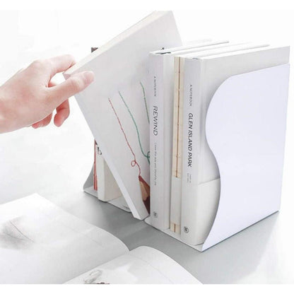 Verstellbare Buchstützen aus Metall, erweiterbar, weiß