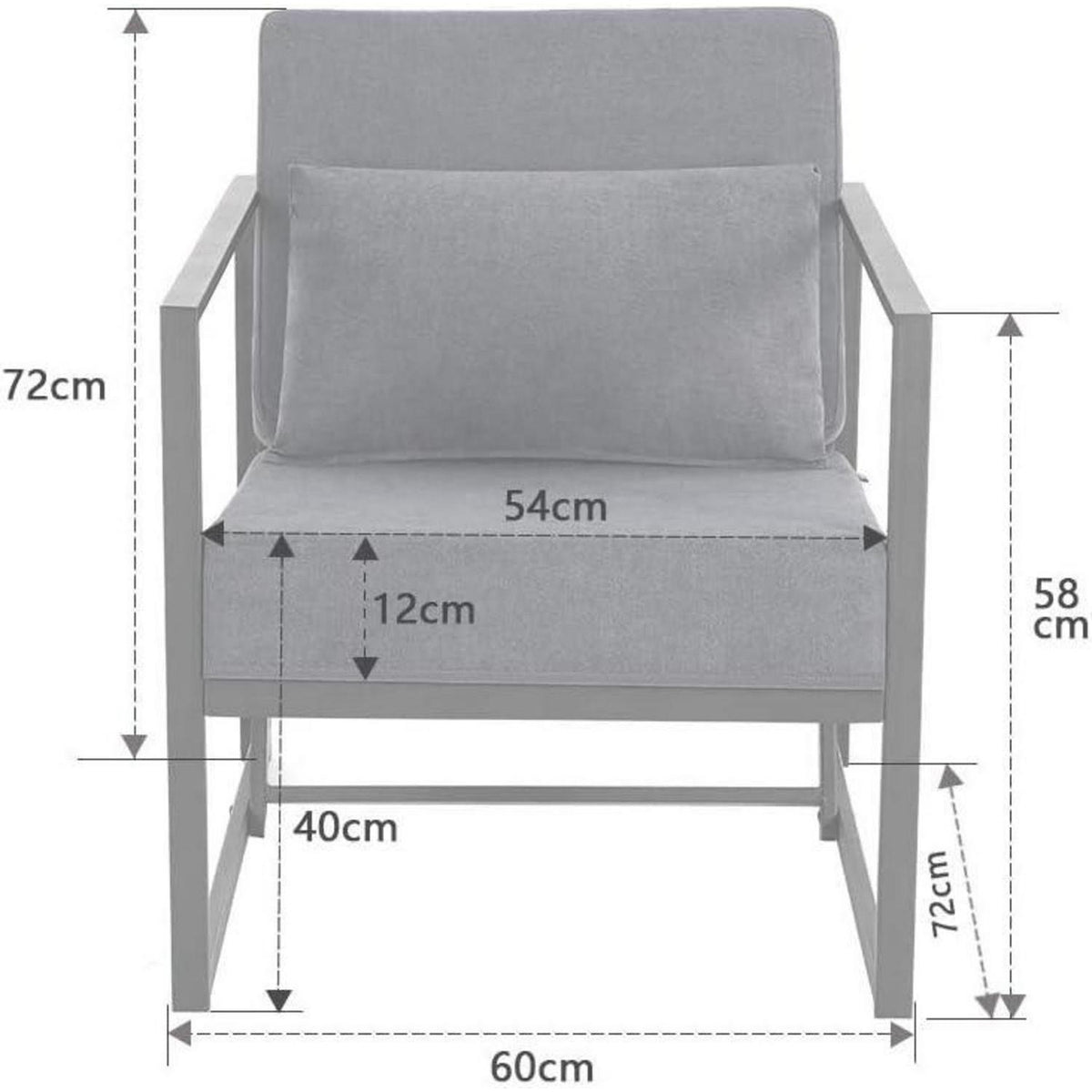 Mingone 2er Set gepolsterte Lounge-Sessel Dunkelgrau