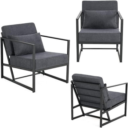 Mingone 2er Set gepolsterte Lounge-Sessel Dunkelgrau