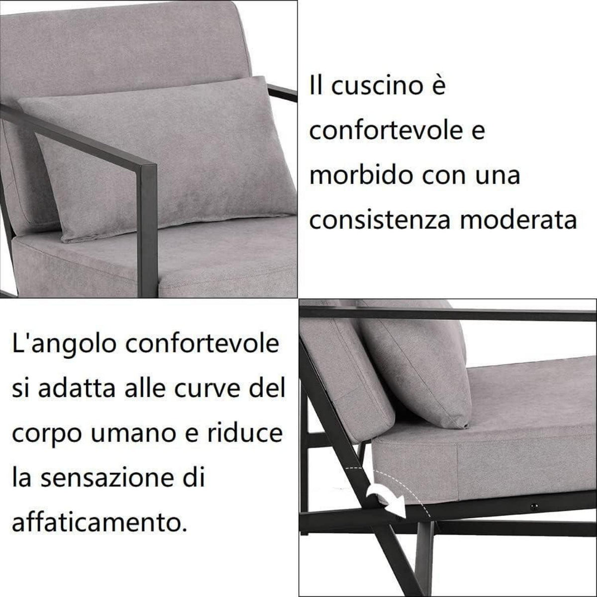 Mingone 2-Sitzer Sofa Hellgrau – Gepolstert & Bequem