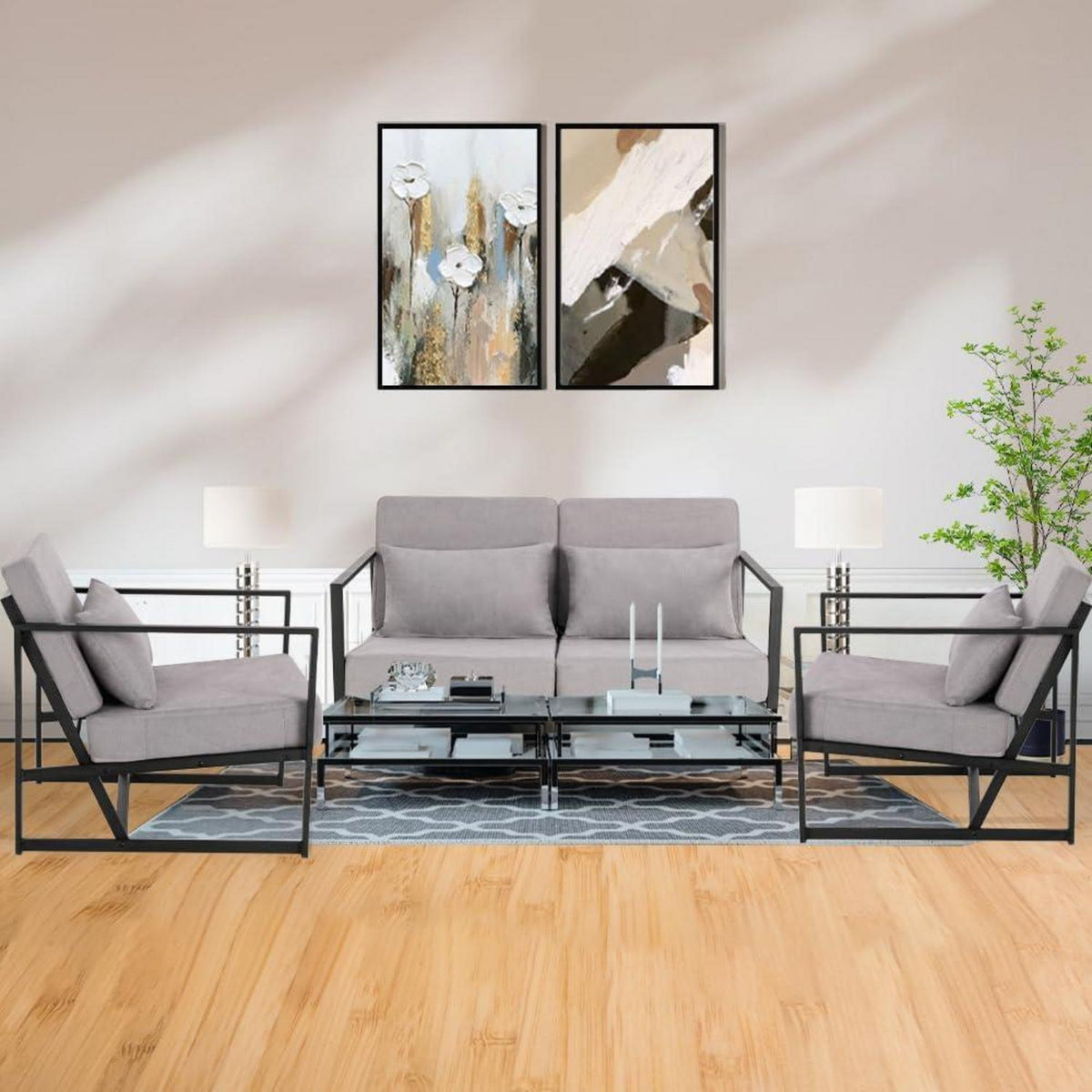 Mingone 2-Sitzer Sofa Hellgrau – Gepolstert & Bequem