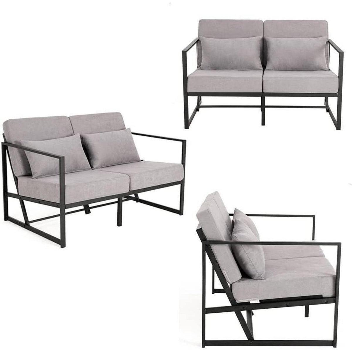 Mingone 2-Sitzer Sofa Hellgrau – Gepolstert & Bequem