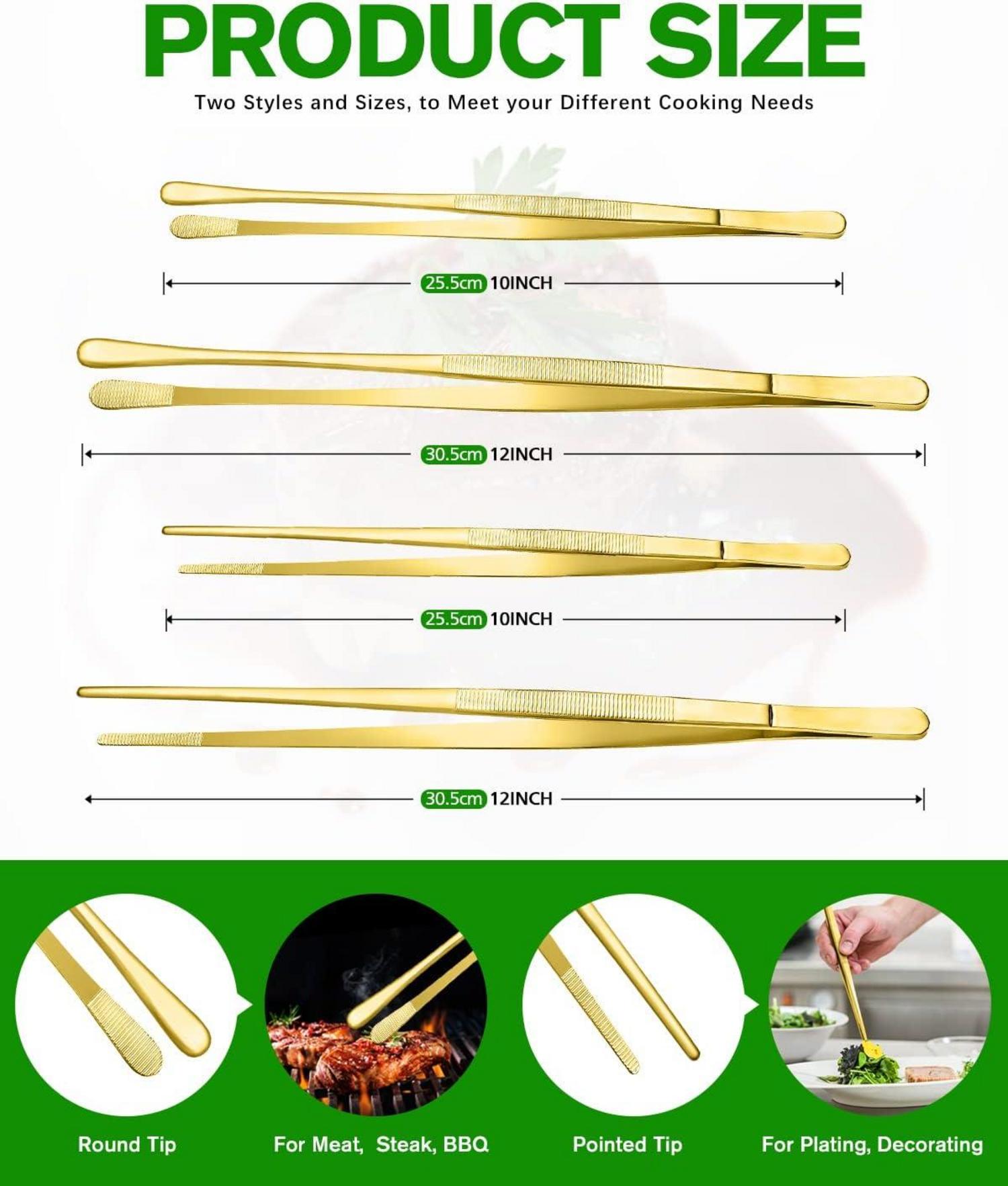 Professionelles Edelstahl Pinzettenset, Gold, 4 Stk