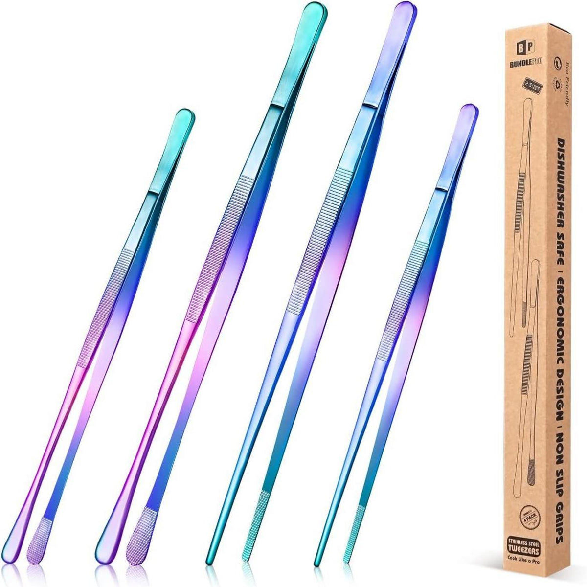 Pinzette Set 4er Edelstahl Kochen Grillen Meeresfrüchte BBQ