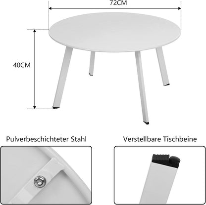 Beistelltisch Metall Garten Rund Sofatisch Kaffeetisch Verstellbare