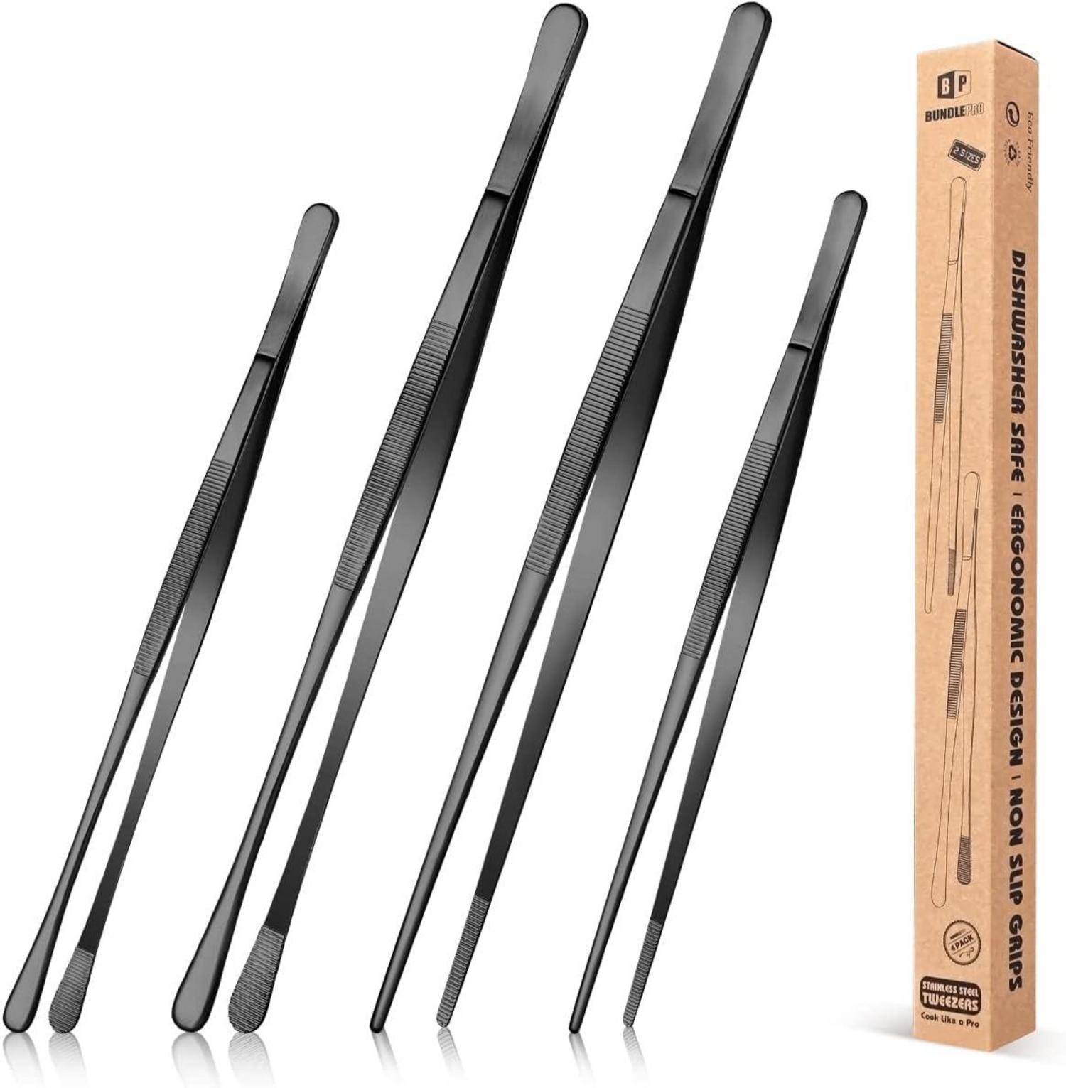 Feine Pinzetten Set Edelstahl Profi für Kochen BBQ 4 Stk