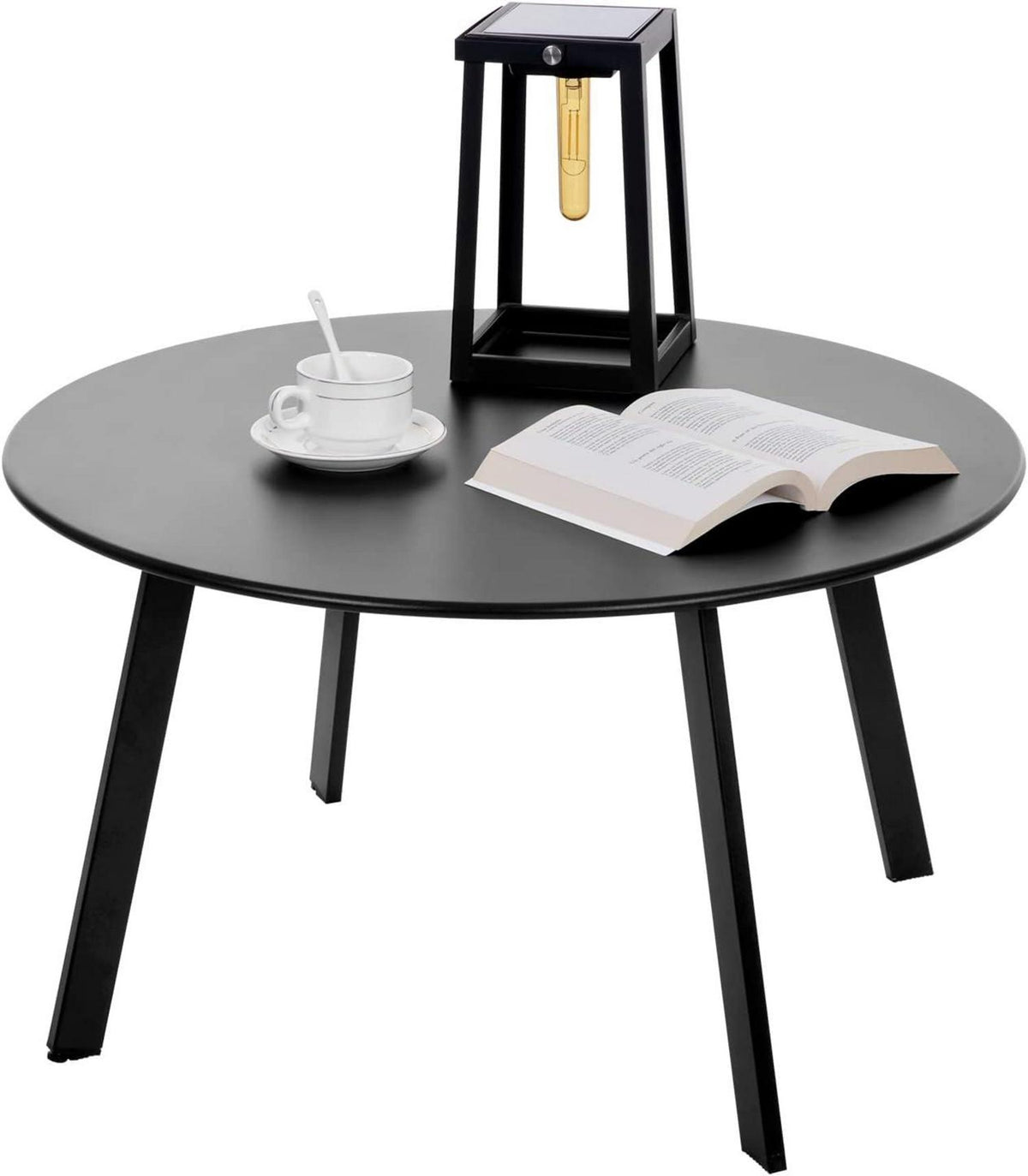 Runder Metall Garten Beistelltisch mit Verstellbaren Beinen 70x40 cm