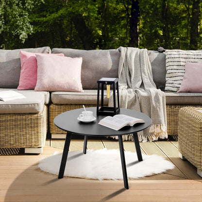 Fokebel Beistelltisch Metall Rund Schwarz Garten Sofatisch Ø 70 x 40H cm