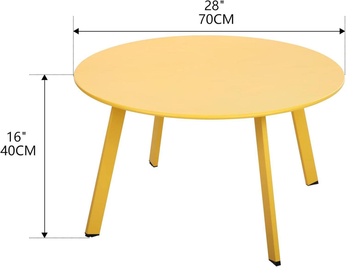 Runder Metall Beistelltisch Garten Sofa Kaffeetisch Gelb 70x40 cm