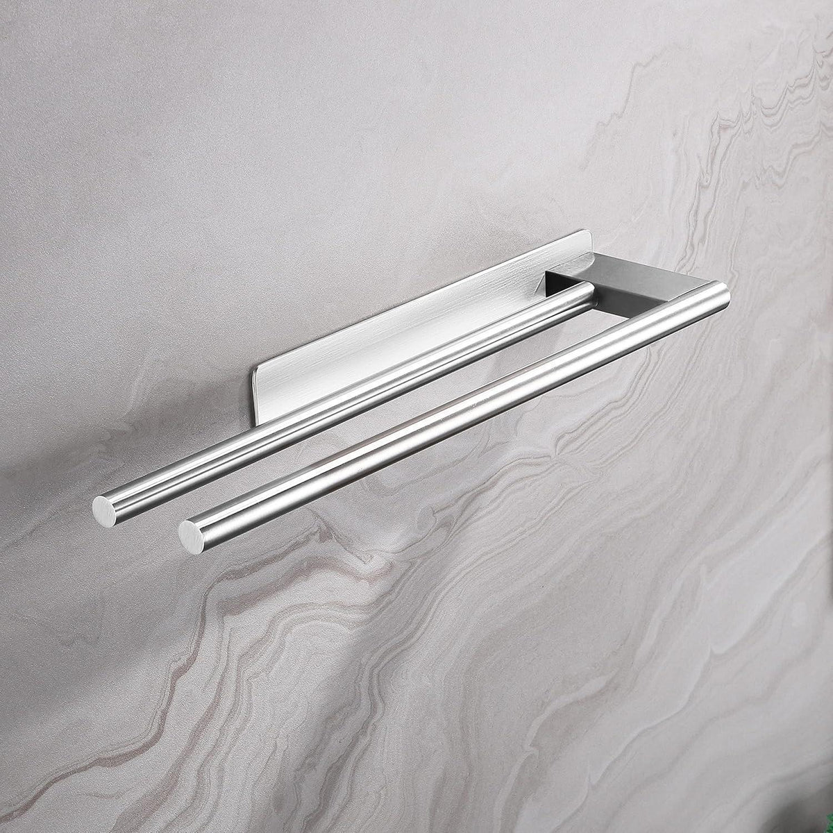 Doppelter Handtuchhalter Edelstahl gebürstet 39cm Silber