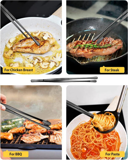 2er Set Edelstahl Küchenpinzetten 12'' Schwarz BBQ Meeresfrüchte