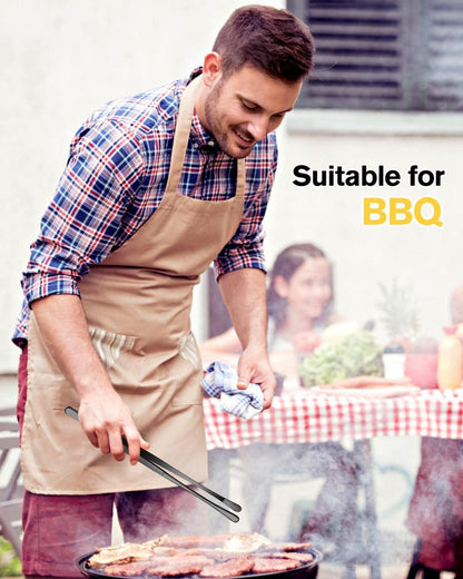 2 Stück Schwarze Profi Edelstahl Pinzetten Set 12'' Küchenpinzette BBQ