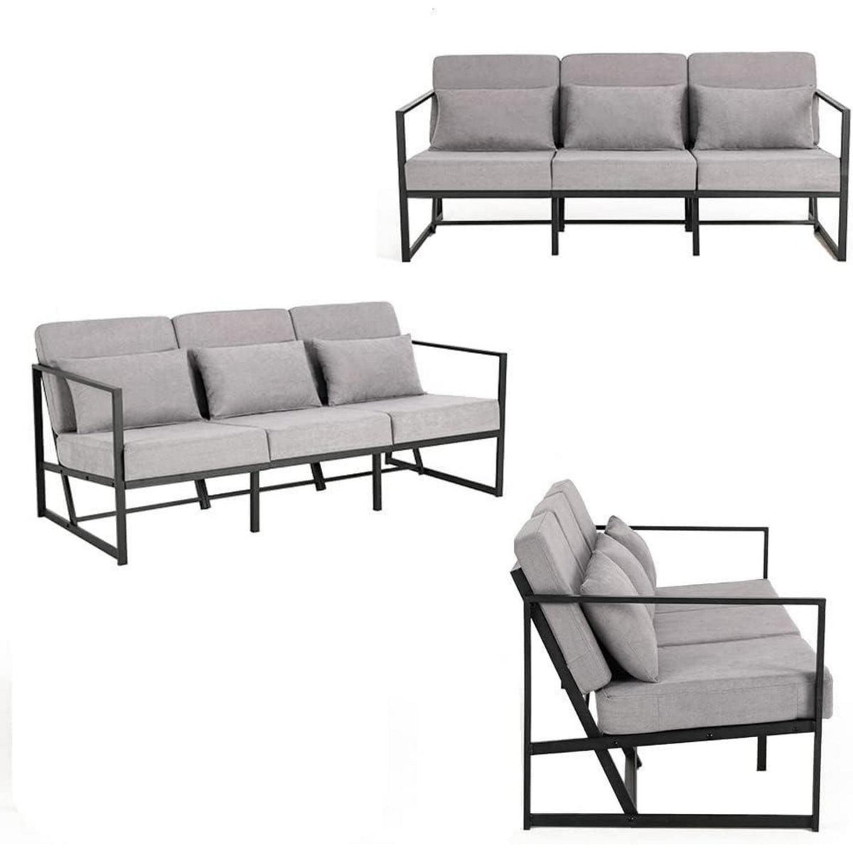 Mingone 3-Sitzer Sofa Taupe – Modernes Lounge-Sofa 168cm