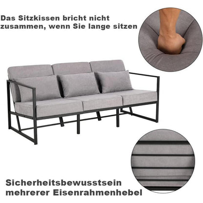 Mingone 3-Sitzer Sofa Taupe – Modernes Lounge-Sofa 168cm