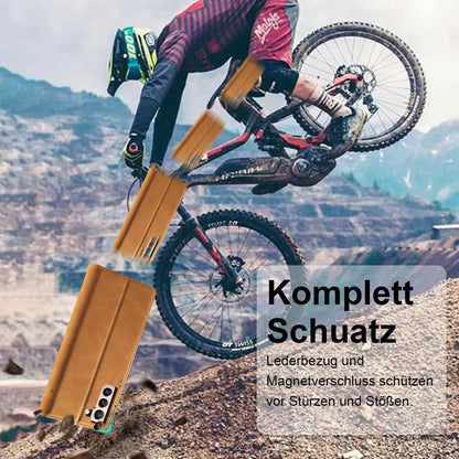 Samsung Galaxy S22 Klapphülle mit Kartenfach & Ständer Braun in Lederoptik