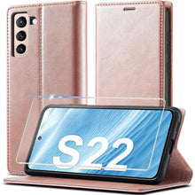 Samsung Galaxy S22 Klapphülle Pink mit Ständer & Kartenfach in Lederoptik