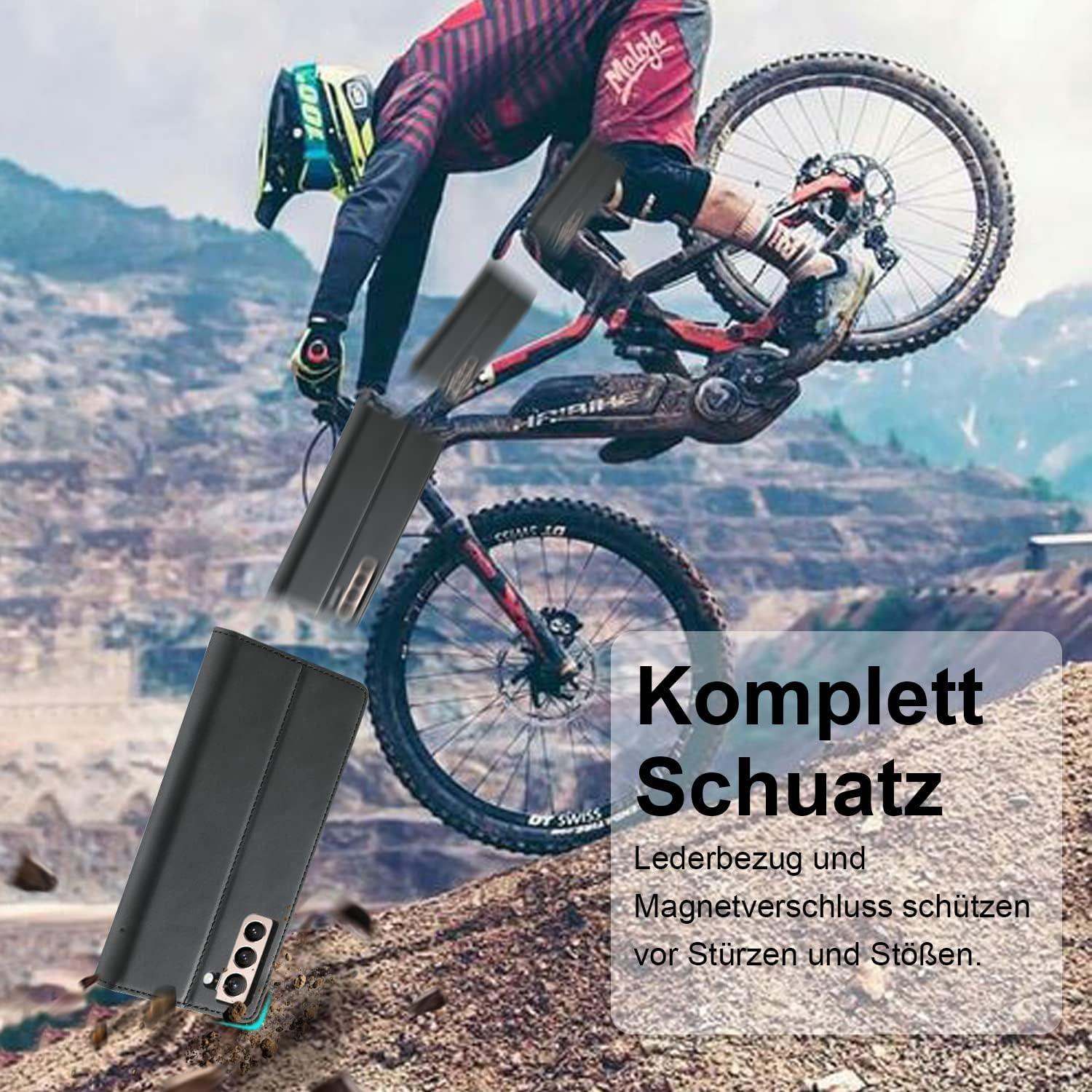 2024 Samsung S22 Handyhülle Leder Wallet Schutzfolie Klappbar
