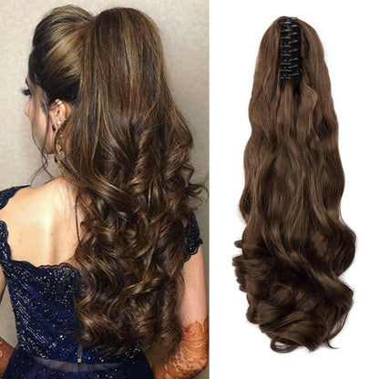 Gewellter Chestnut Brown Pferdeschwanz Clip-In Extension 45cm