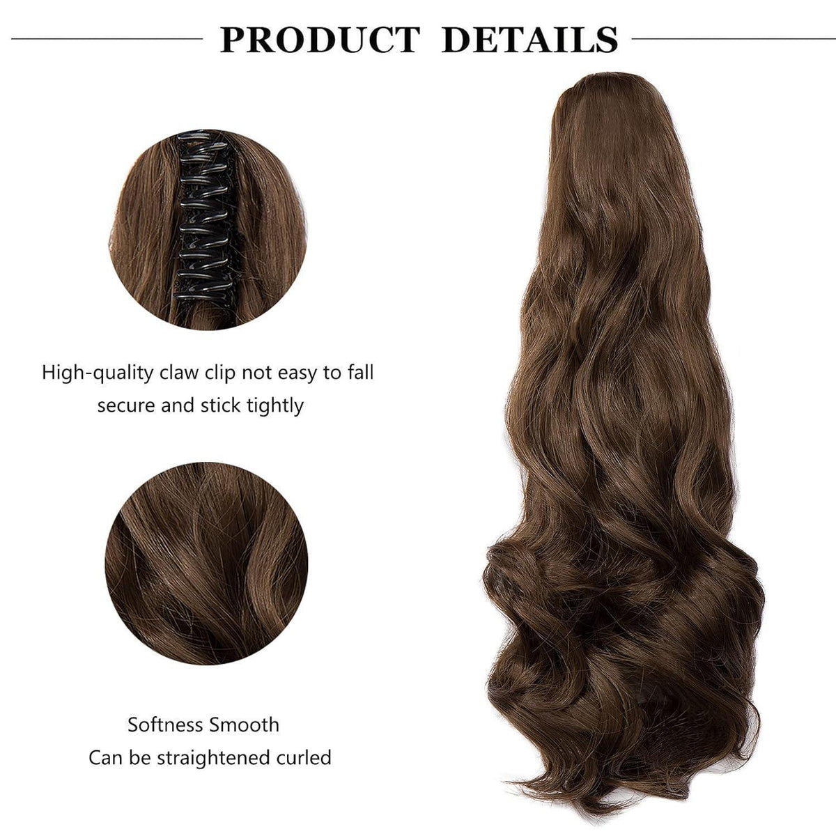 Gewellter Chestnut Brown Pferdeschwanz Clip-In Extension 45cm