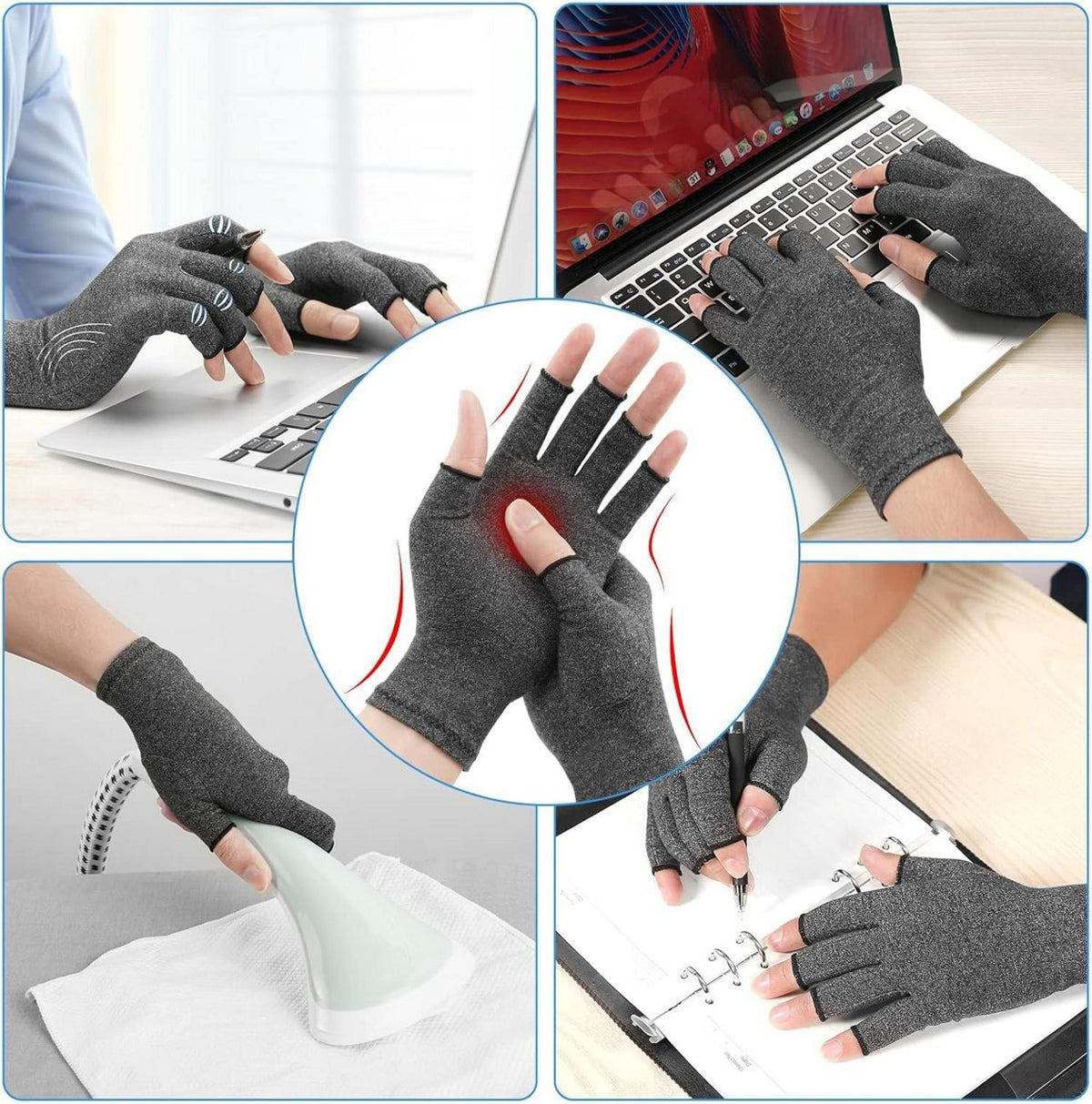 Arthritis Kompressionshandschuhe für Herren Damen Fingerlose