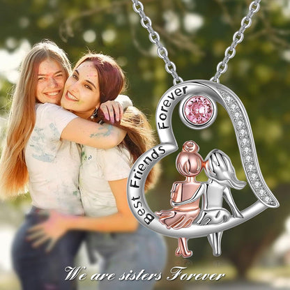 Freundschaftskette Sterling Silber Herzanhänger Weihnachtsgeschenk