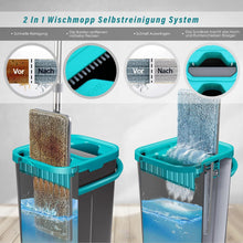 Myiosus Wischmopp Set mit Eimer und 6 Mikrofaser Wischpads
