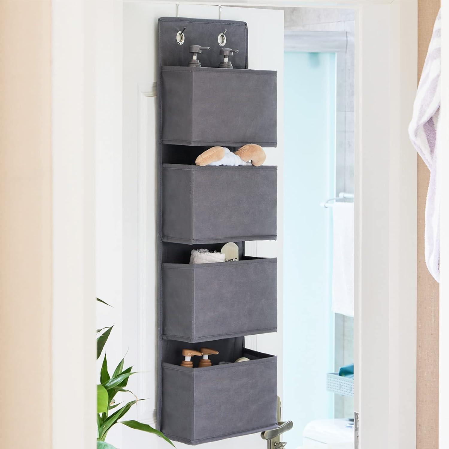 Hängeorganizer Tür Organizer Hängeaufbewahrung 4 Taschen 2 Metallhaken