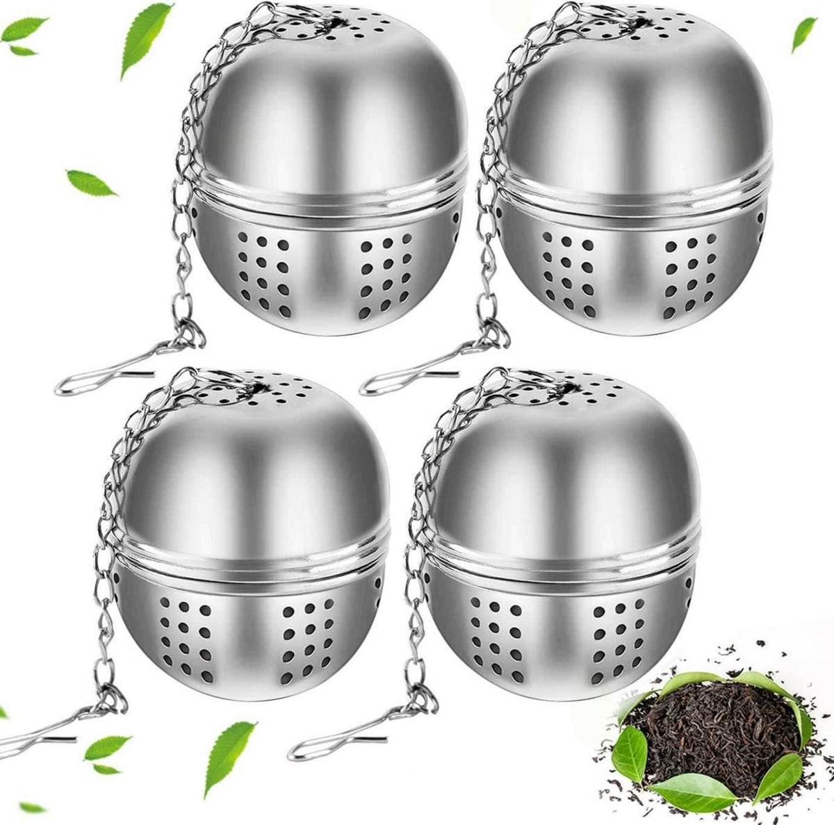 Teesieb Teekugel Teefilter Gewürzsieb Edelstahl von QUACOWW 4er Set