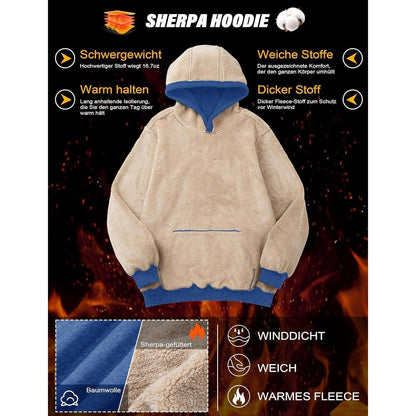 Gefütterter Kapuzenpullover Herren – Warm & Bequem in Grau/Blau