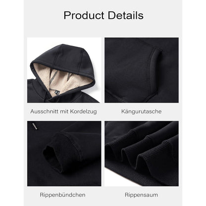 Gefütterter Kapuzenpullover Herren – Warm & Bequem in Schwarz