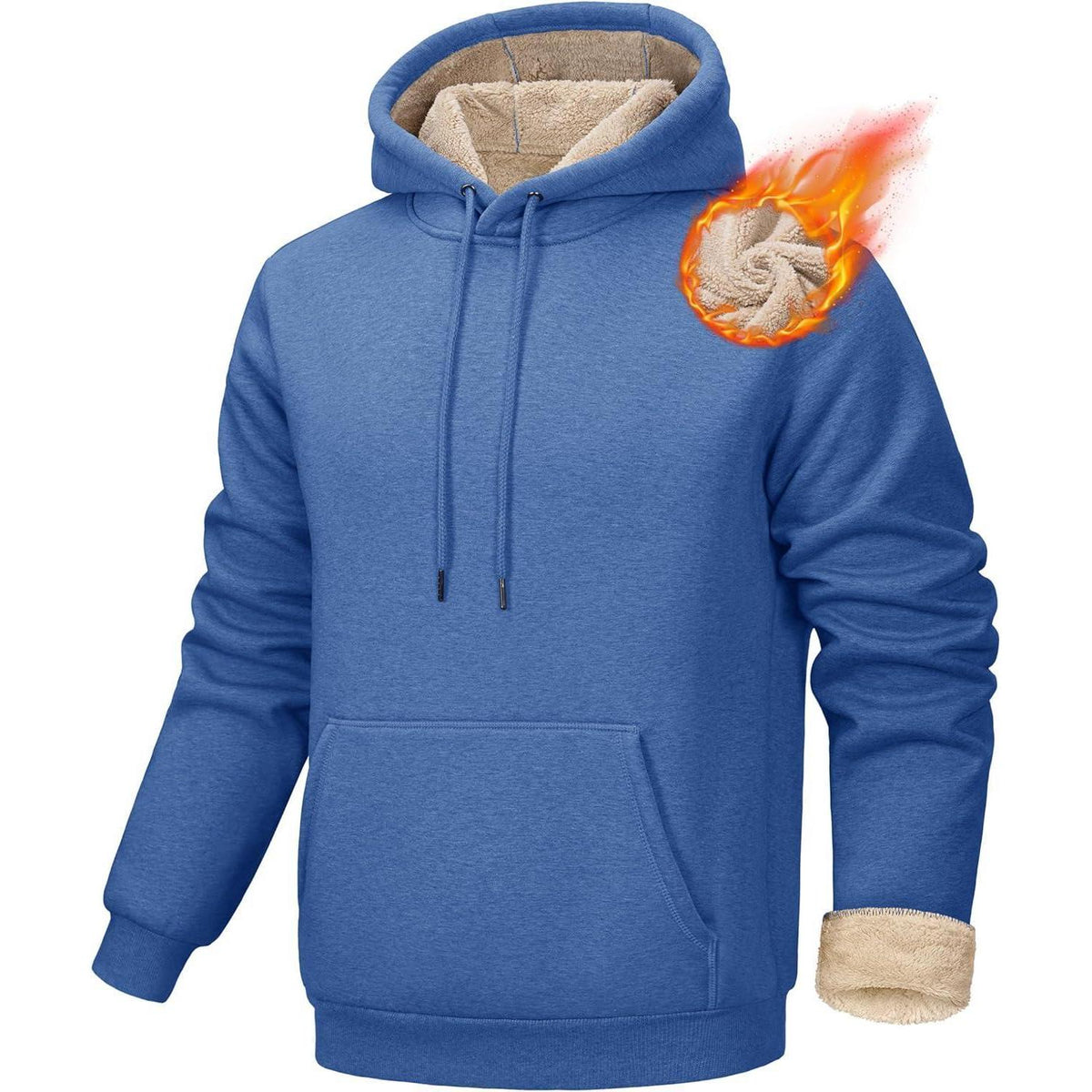 Herren Hoodie Gefüttert mit Kordelzug - Grau Blau L