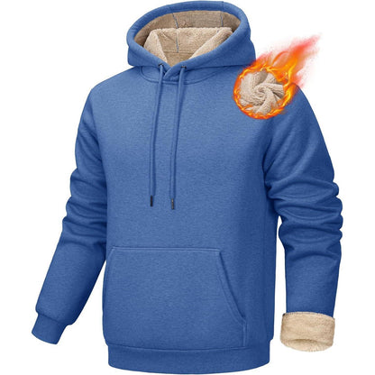 Herren Hoodie Gefüttert mit Kordelzug - Grau Blau L