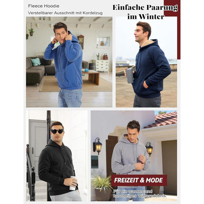 Herren Hoodie Gefüttert mit Kordelzug - Grau Blau L
