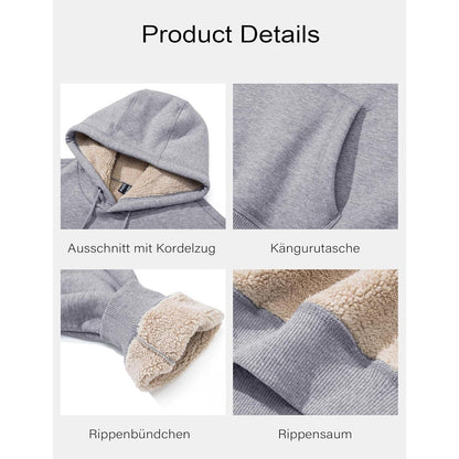 Warmer Herren Hoodie mit Fleece-Futter, Hellgrau, Größe XL