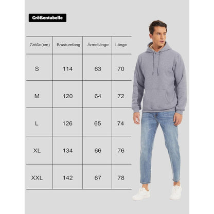 Warmer Herren Hoodie mit Fleece-Futter, Hellgrau, Größe XL