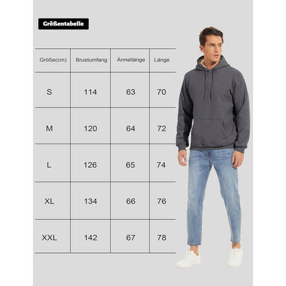 Herren Hoodie gefüttert mit Kängurutasche, Dunkelgrau XXL