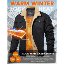 Herren Fleecejacke Winterparka mit 5 Taschen – Schwarz