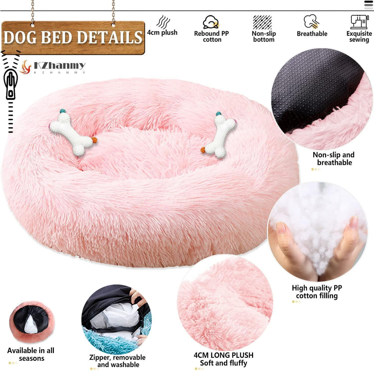 Rundes Hundebett Flauschig Donut – Bequemes Hundesofa in Rosa 5XL
