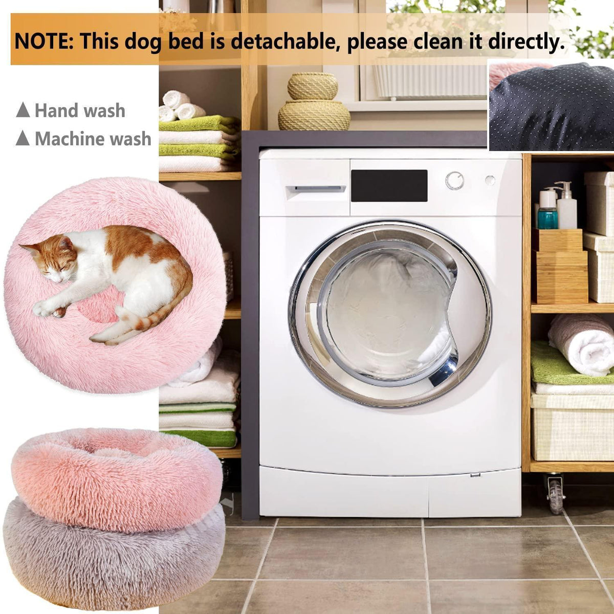 Rundes Hundebett Flauschig Donut – Bequemes Hundesofa 3XL Rosa