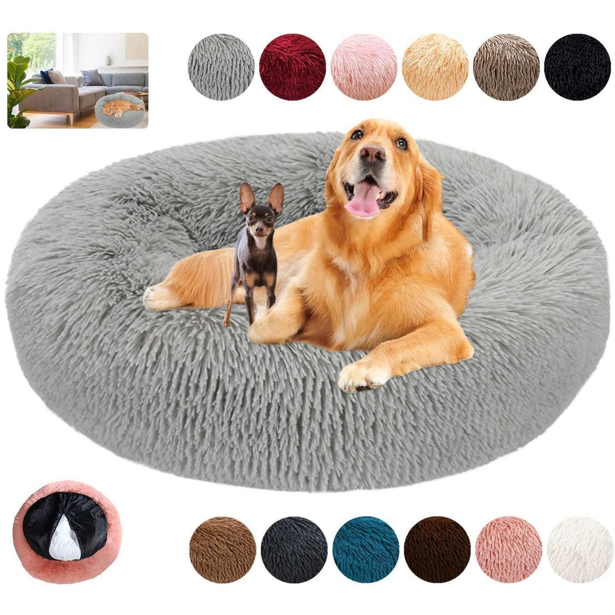 Rundes Hundebett Flauschig Donut – Bequemes Hundesofa 5XL