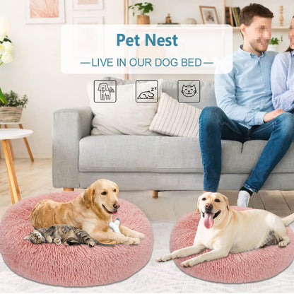 Rundes Hundebett Flauschig Donut – Bequemes Hundesofa 3XL Pink