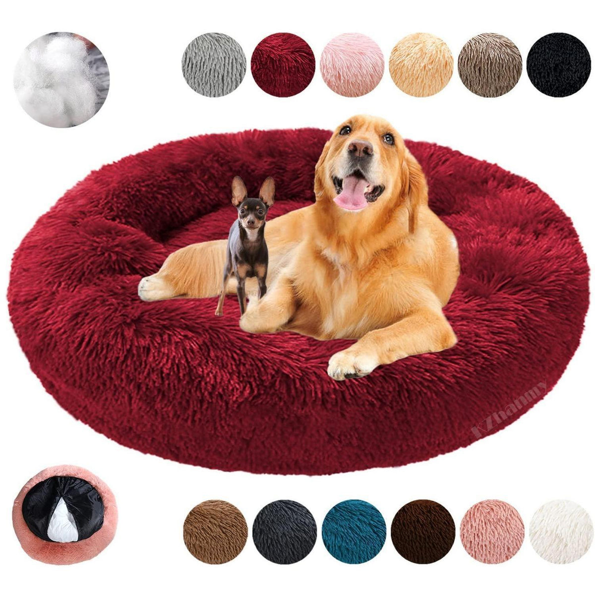 Rundes Hundebett Flauschig Donut – Bequemes Hundesofa in 12 Farben