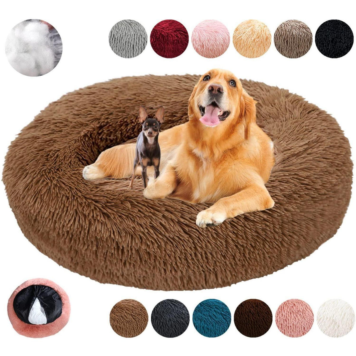 Rundes Hundebett Flauschig Donut – Bequemes Hundesofa XL 80cm