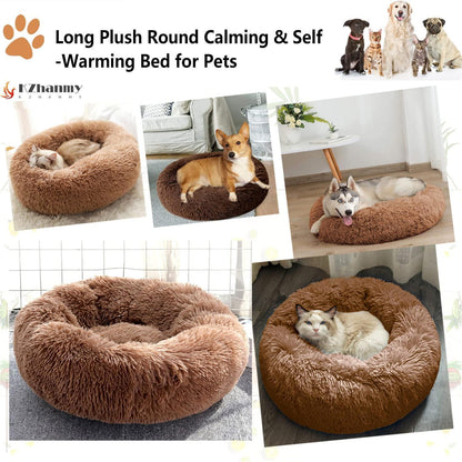 Rundes Hundebett Flauschig Donut – Bequemes Hundesofa XL 80cm