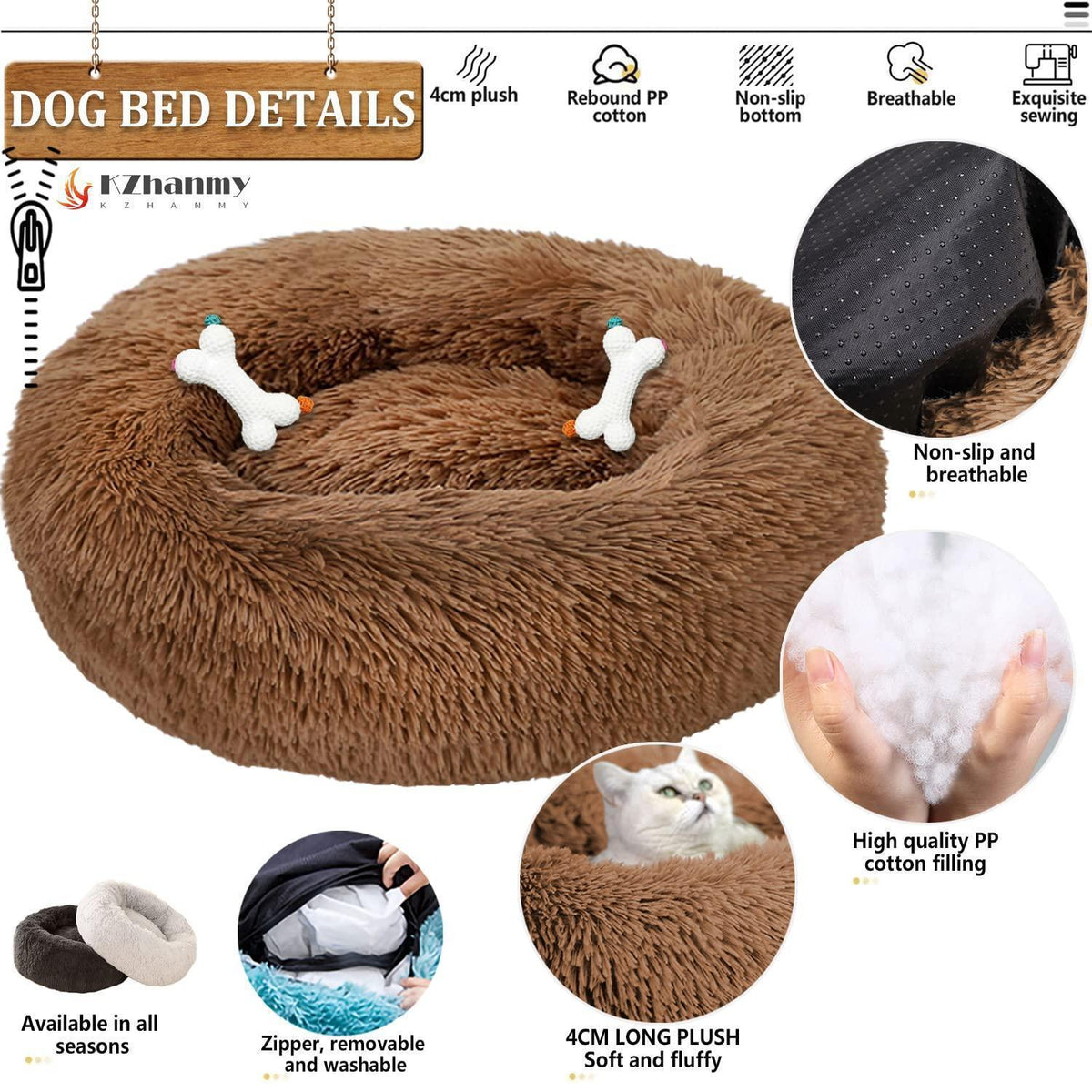 Rundes Hundebett Flauschig Donut – Bequemes Hundesofa XL 80cm
