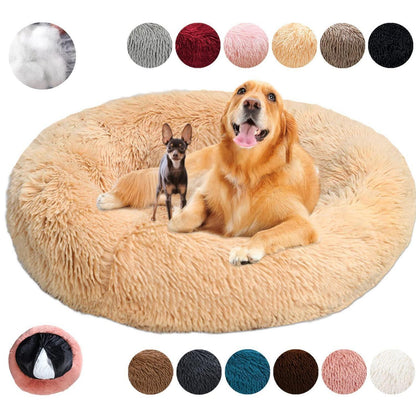 Rundes Hundebett Flauschig Donut – Bequemes Hundesofa XL Beige